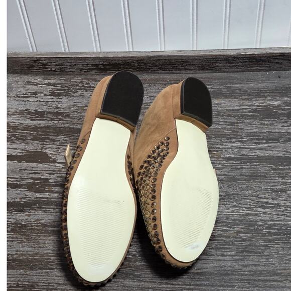 Bijou New York Women's Icy Tan Faux Suede Wide Width Embellished Loafers Size 7W - Picture 7 of 7